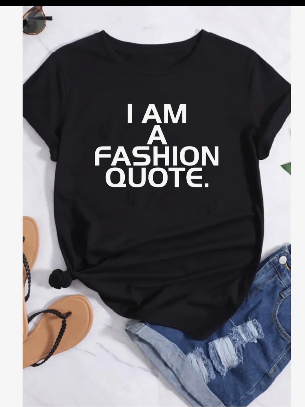 Black "I AM A FASHION QUOTE." Graphic Tee